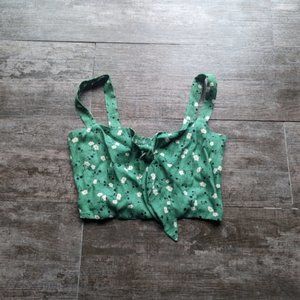 REFORMATION Ditsy Floral Crop Top Tie Front
